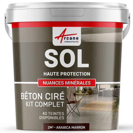 KIT BETON CIRE SOL HAUTE PROTECTION-kit2m2-Arabica-Marron-Aspect / Couleur