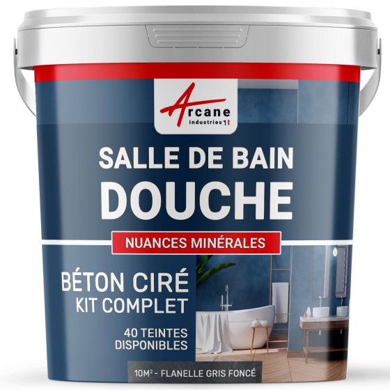 1-Main-Kit B‚ton Cir‚ Salle de Bain :  Enduit imperm‚able-kit10m2-Flanelle-Gris-fonce-Aspect / Couleur
