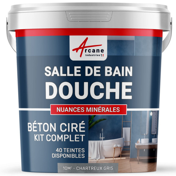 1-Main-Kit B‚ton Cir‚ Salle de Bain :  Enduit imperm‚able-kit10m2-Chartreux-Gris-Aspect / Couleur
