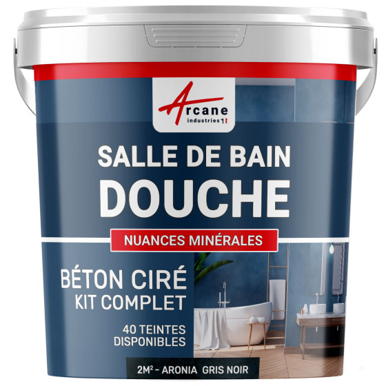 1-Main-Kit B‚ton Cir‚ Salle de Bain :  Enduit imperm‚able-kit2m2-Aronia-Gris-Noir-Aspect / Couleur