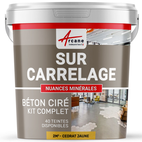 1-Main-KIT BETON CIRE SUR CARRELAGE-kit2m2-Cedrat-Jaune-Aspect / Couleur