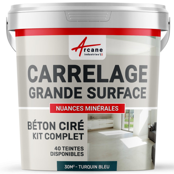 KIT BETON CIRE SUR CARRELAGE GRANDE SURFACE-Kit-30m2-Turquin-Bleu-Aspect / Couleur