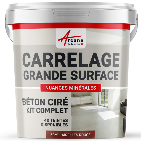 KIT BETON CIRE SUR CARRELAGE GRANDE SURFACE-Kit-30m2-Airelles-Rouge-Aspect / Couleur