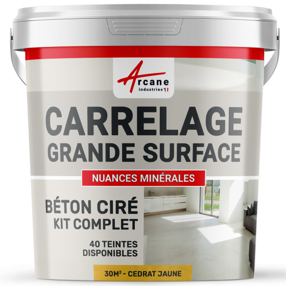 KIT BETON CIRE SUR CARRELAGE GRANDE SURFACE-Kit-30m2-Cedrat-Jaune-Aspect / Couleur