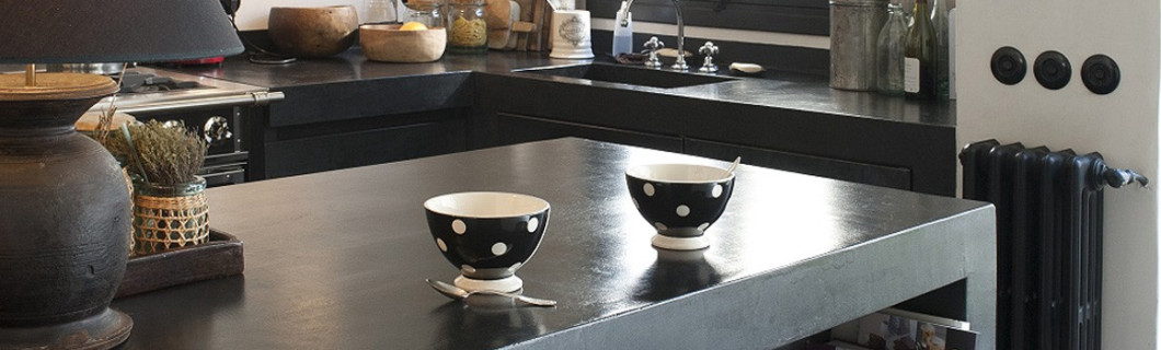 Béton cire cuisine, plan travail - Maison Etanche