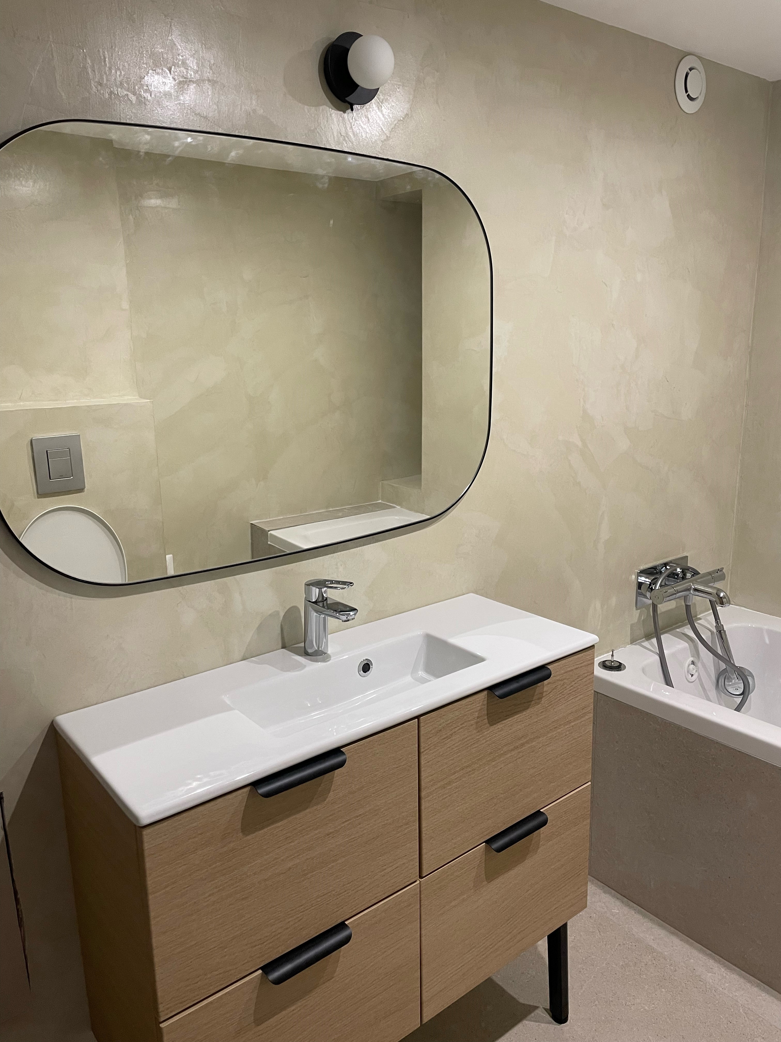 beton cire salle de bain lin beige
